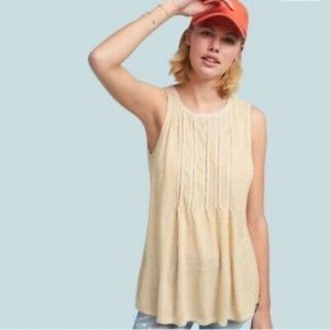 Anthro Akemi + Kin Yellow White Striped Linen Boho Sz XS Tank Top